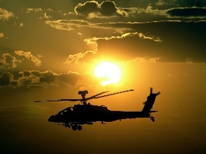 west, sun, Helicopter