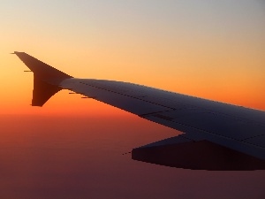 sun, west, wing, plane