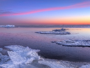 sun, ice, west, sea, winter, Kry