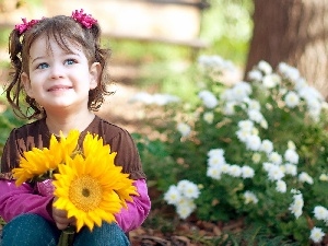 Nice sunflowers, girl