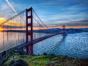 The Golden Gate Bridge, San Francisco, River, Great Sunsets
