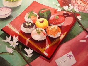 rice, Sushi, Muffins