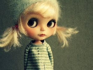 Sweater, ponies, Blonde, doll, Eyes, toy