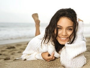 Sweater, White, smiling, Beaches, Vanessa Hudgens