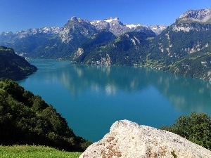 lake, Switzerland, Mountains