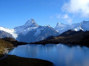 Mountains, Switzerland, lake