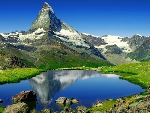 Switzerland, Matterhorn, Mountains, lake