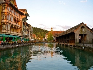 Switzerland, Rueggisberg, River, town