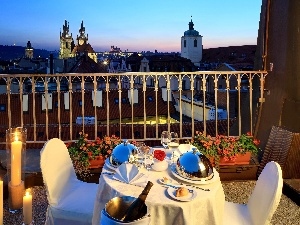table, Balcony, Prague, dinner, Czech Republic