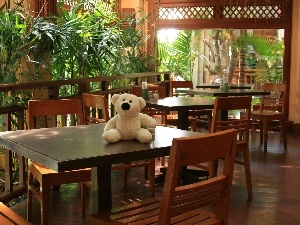 Table, Stool, teddy bear