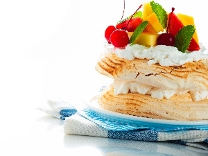 tablecloth, Fruits, dessert, cream