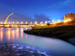 Taiwan, Taipei, Floodlit, bridge