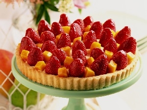 tart, strawberry, cake tin