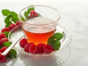 mint, tea, Raspberries