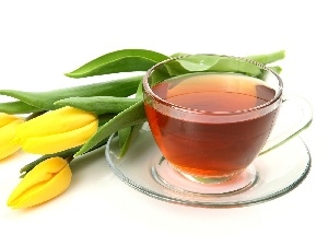 Tulips, tea, Yellow