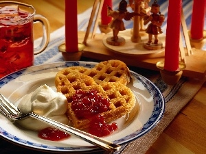 tea, frozen, waffles, Jam