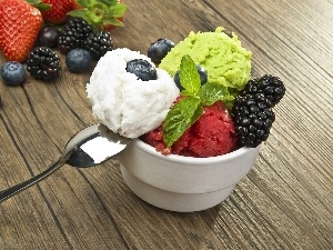 teaspoon, Fruits, ice cream, fruit