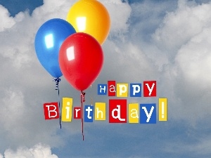 balloons, text, birthday