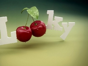 cherries, text, Two