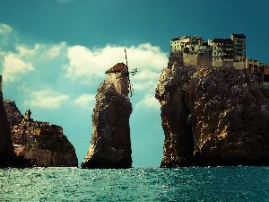 The Rocks, an, Houses, Windmill