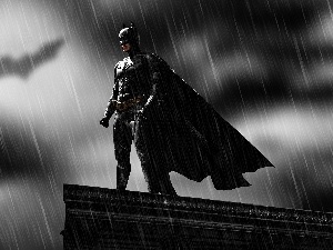 the roof, Rain, Batman