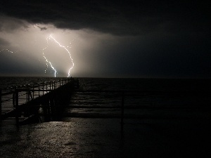 pier, thunderbolt, sea