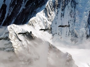 Thunderbolt A-10, winter, Planes, Mountains