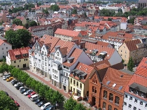 tile, red hot, Town, Houses