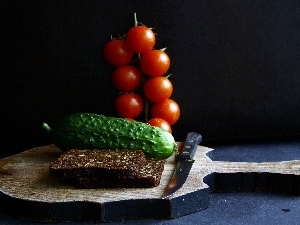 tomatoes, spray, bread, breakfast, cucumber