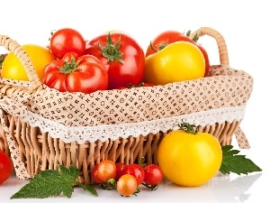Colorful, tomatoes, basket