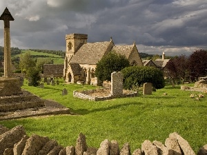 cemetery, Tombstones, Church