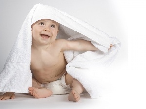 Kid, Towel, laughing