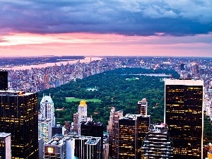 Town, skyscrapers, New York, Central Park