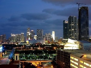 Town, twilight, Floryda, Miami