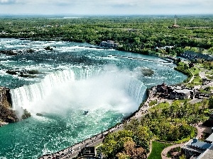 Town, River, waterfall, Niagara Falls