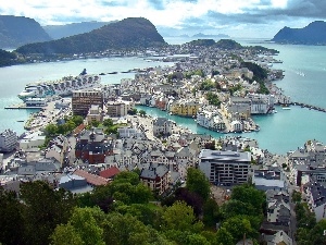 panorama, town, Norway