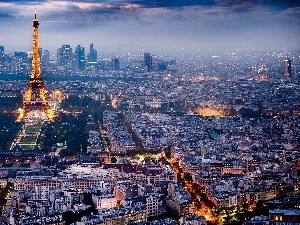 town, View, tower, Paris, Eiffla