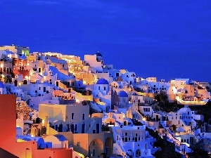 santorini, Panorama of City, Houses, Greece, nigh