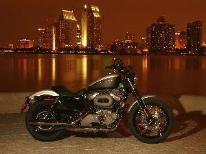 Town, Night, Harley-Davidson Sportster 1200N