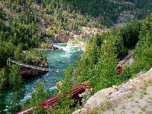 ##, viewes, bridge, River, Train, trees