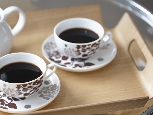 Tray, Wooden, coffee, cups