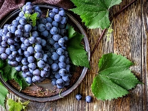 Leaf, Tray, Grapes