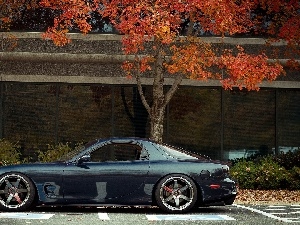 trees, parking, Mazda, viewes, Rx-7