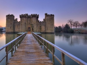 trees, lake, bridge, England, viewes, Castle