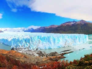 trees, Ice, Sky, viewes, mountains