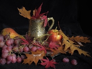 Leaf, Truck concrete mixer, Grapes, composition, Apple
