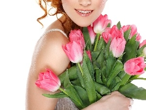 Smile, Tulips, Women