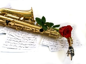 Tunes, saxophone, instrument, rose, musical