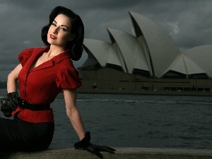 Gloves, tunic, Dita Von Teese, red hot