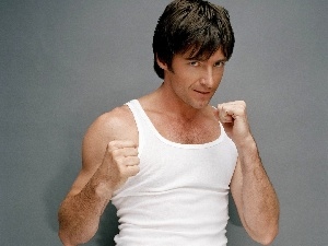 under-shirt, White, Hugh Jackman, fists